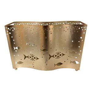 Yankee Candle Co. Gold Metal Tealight Holder – Seaside Fish Cutout Wave Design